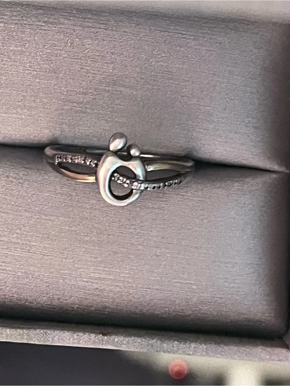 Mother Child Ring 1/20 ct tw Diamond Sterling Silver 10K Gold sz 6.5 2.5g tw